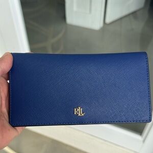 Ralph Lauren Royal Blue Leather Wallet – Gold Logo